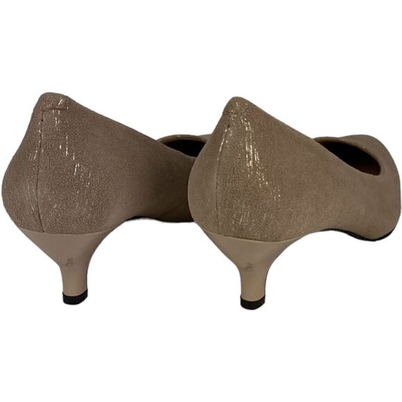 New Trotters Women Shoes US 10 Kitten Heel Pumps Kiera Tan Gold Pointed Toes - Picture 5 of 10